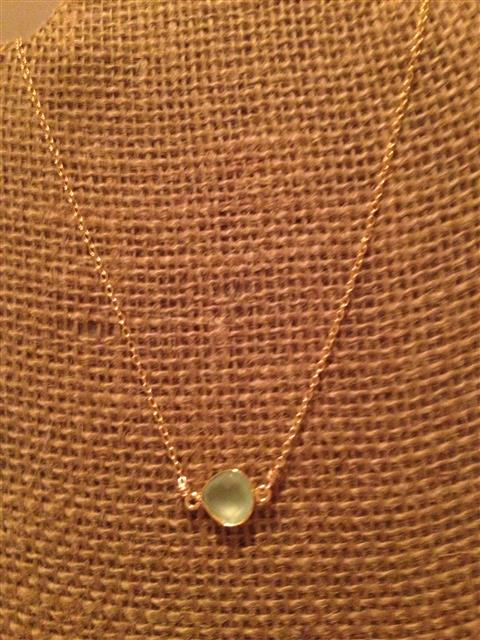 Aqua colored gemstone on 14K gold filled chain